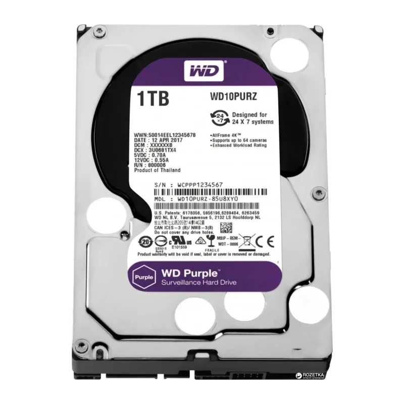 Жесткий диск WD 1TB WD10PURZ