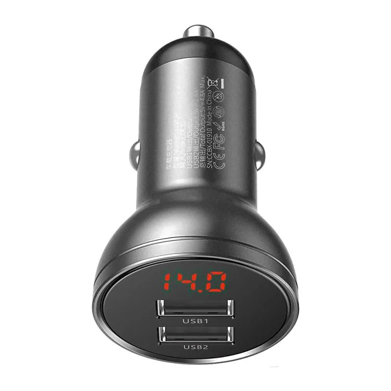Автомобильное зарядное Baseus Digital Display Gray (CCBX-0G)