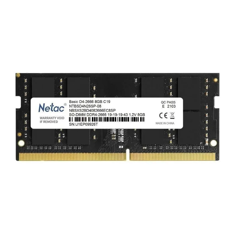 Оперативная память Netac Basic 8GB DDR4 SODIMM PC4-21300 (NTBSD4N26SP-08)