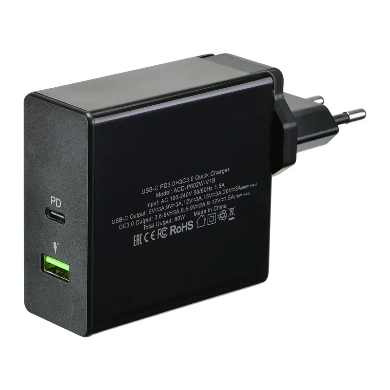 Сетевое зарядное устройство ACD ACD-P602W-V1B