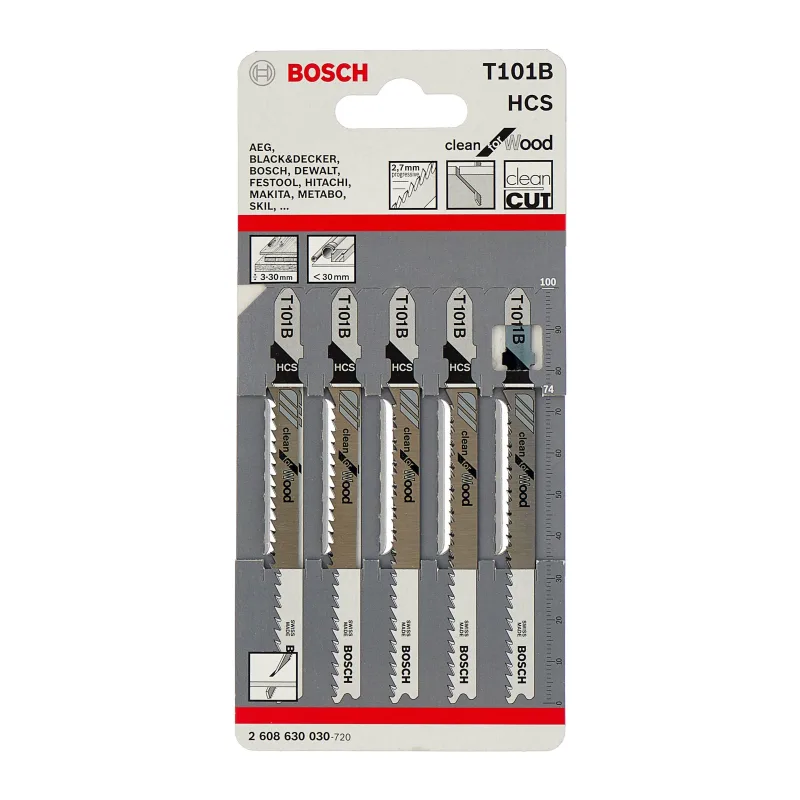 Набор пильных полотен Bosch T101B Clean for Wood 5 шт (2.608.630.030)