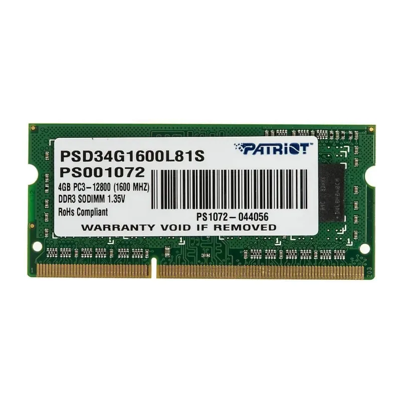 Оперативная память Patriot Memory for Ultrabook 4GB DDR3 SO-DIMM PC3-12800 (PSD34G1600L81S)