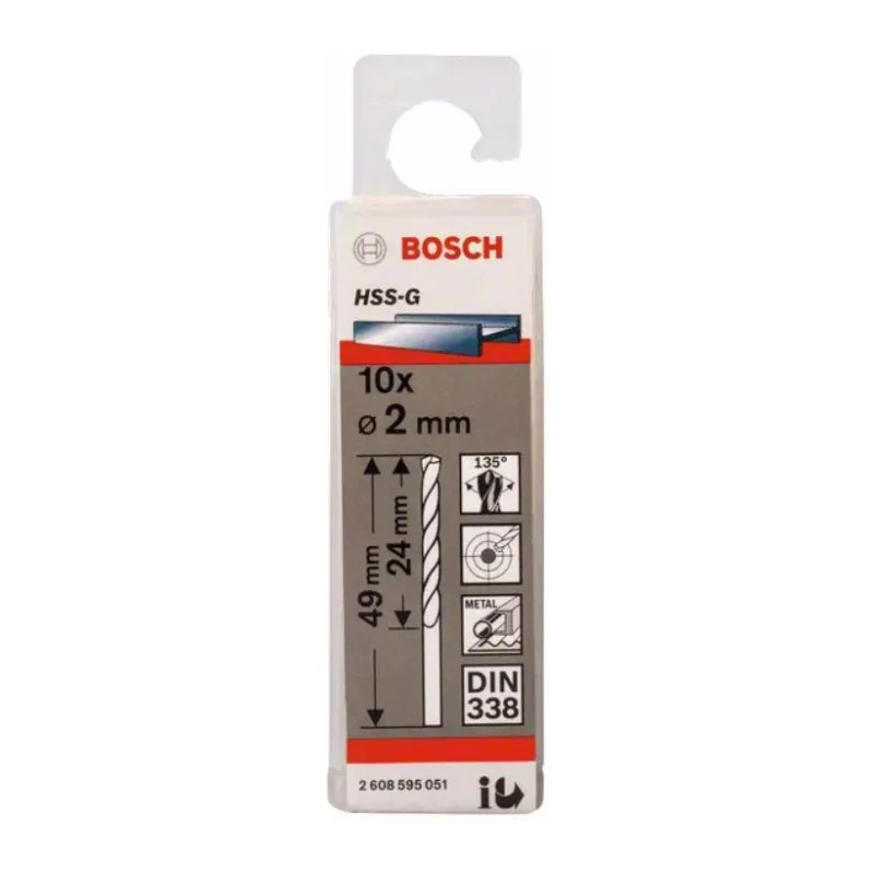 Сверло Bosch HSS-G Standard 2.0 мм по металлу (-10-) 2.608.595.051
