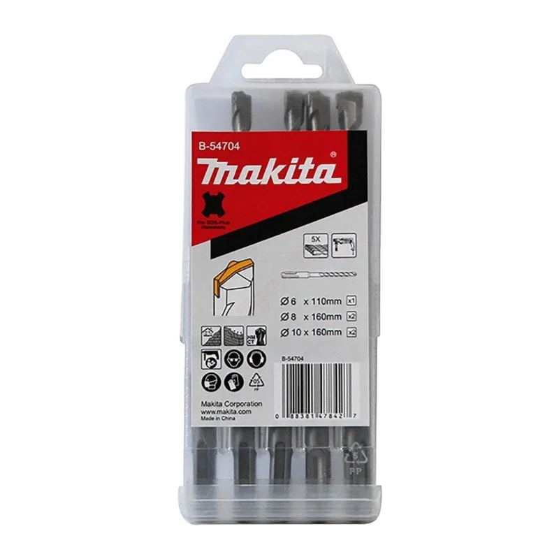 Набор буров и зубил Makita SDS-Plus Standart 6-110/8-160/10-160мм B-54704