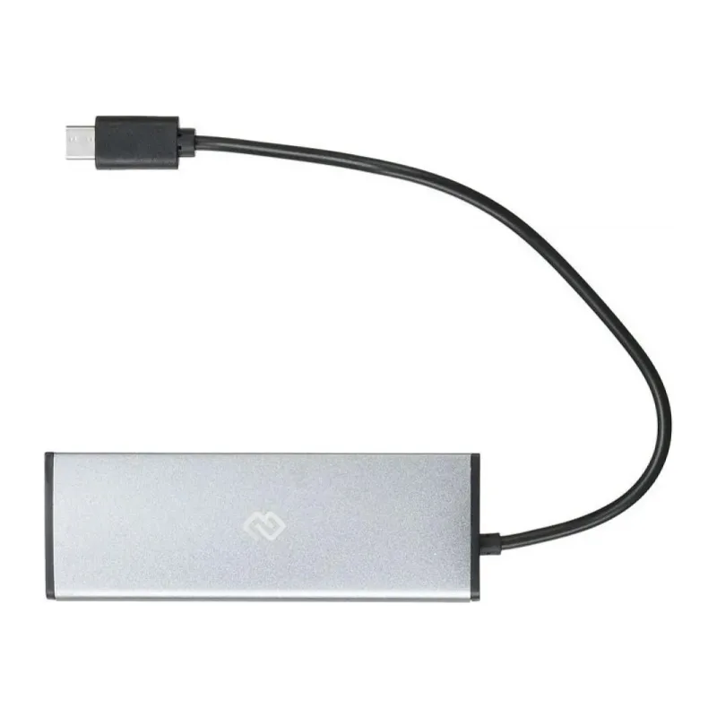 USB-хаб Digma HUB-4U2.0-UC-DS серебристый